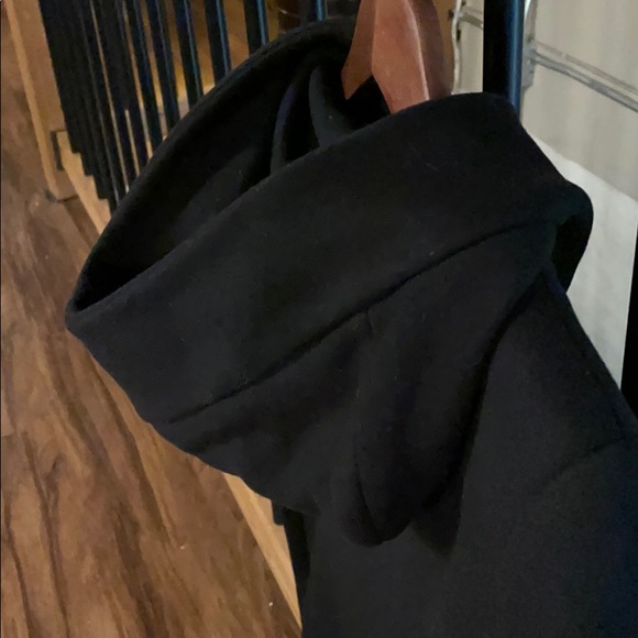 Aritzia T. Babaton Black Hooded Wool Coat - Picture 3 of 9